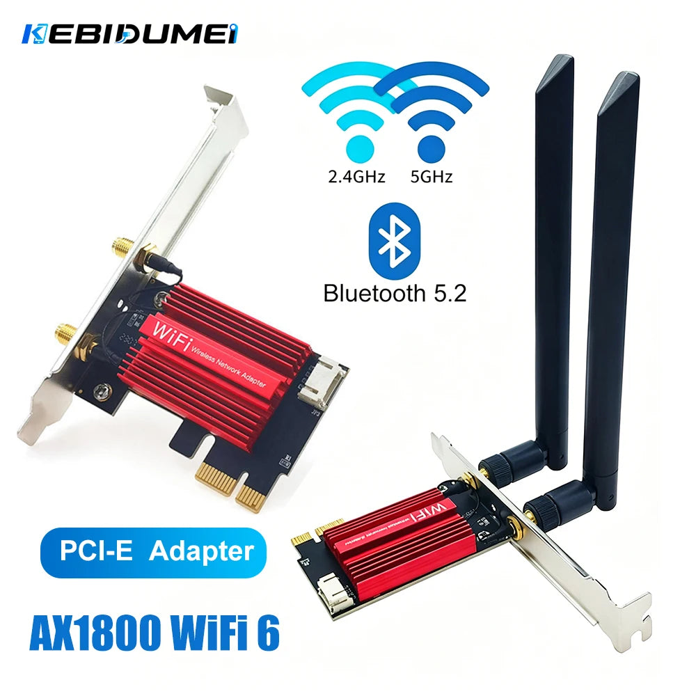 KEBIDUMEI AX1800 WiFi 6 PCIe Adapter – Bluetooth 5.2 Dual Band PCIe WiFi Adapter Babs