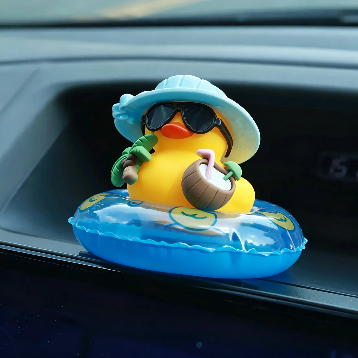 Tropical Rubber Duck Car Ornament – Beach Duck Dashboard Decor Car Dashboard Ornament Babs
