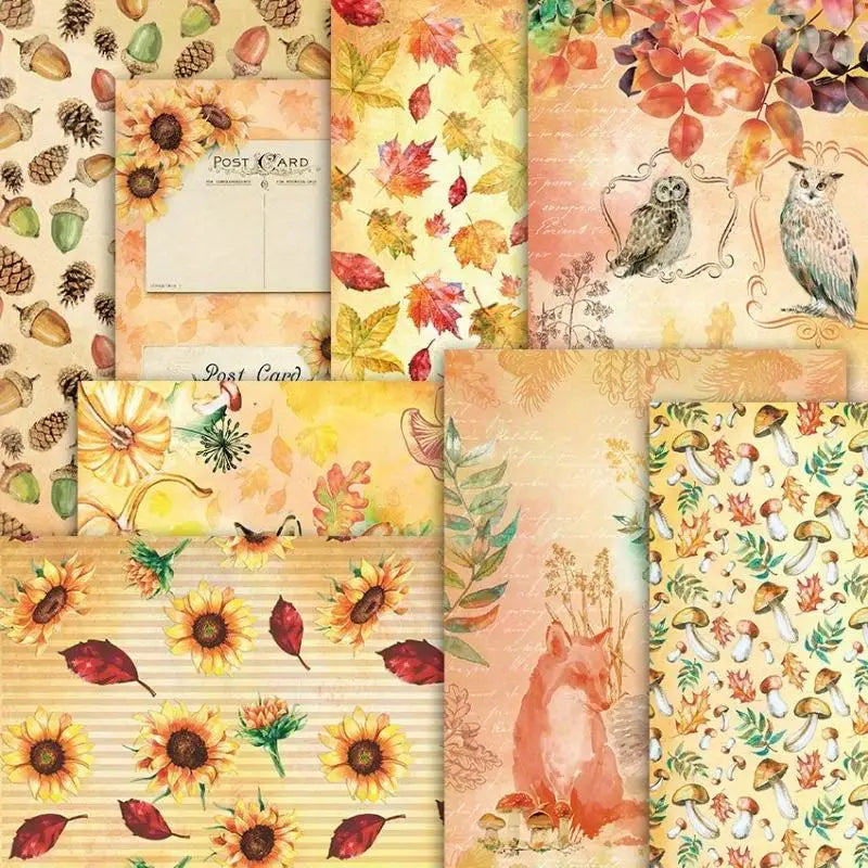 Autumn Scrapbook Paper Pad – 8pc Vintage Cardstock for DIY Scrapbook Paper Pad Babs
