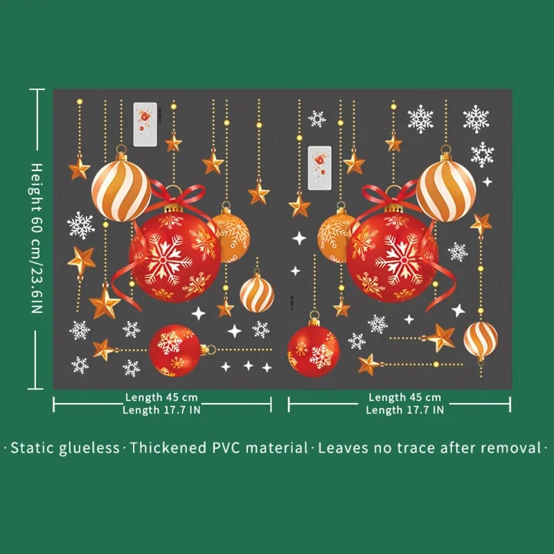 Christmas Window Stickers – Balls, Stars & Snowflakes | 2 Sheets Holiday Window Stickers Babs