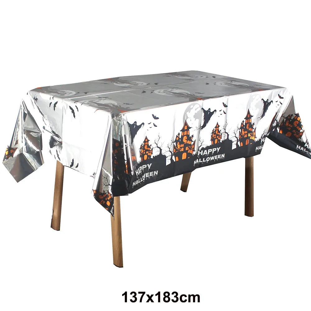 Halloween Tablecloth 137×183cm – Pumpkin, Ghost & Bat Print Halloween Tablecloth Babs G 1pcs