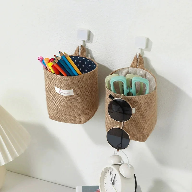 Foldable Wall Hanging Storage Bag – Cotton Linen Organizer Wall Hanging Organizer Babs
