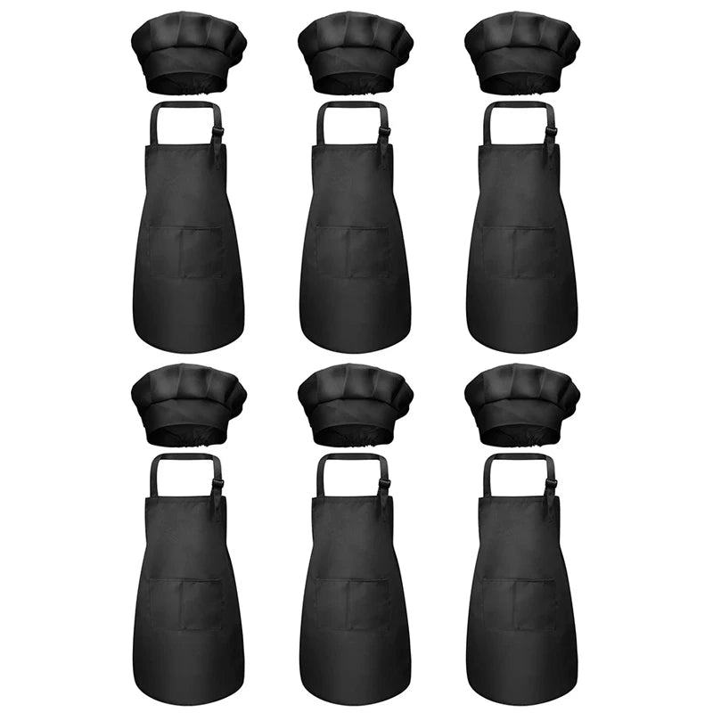 Kids Chef Apron & Hat Set – Kitchen Craft Painting PVC Apron Kids Chef Apron Set Babs 6pcs Black L