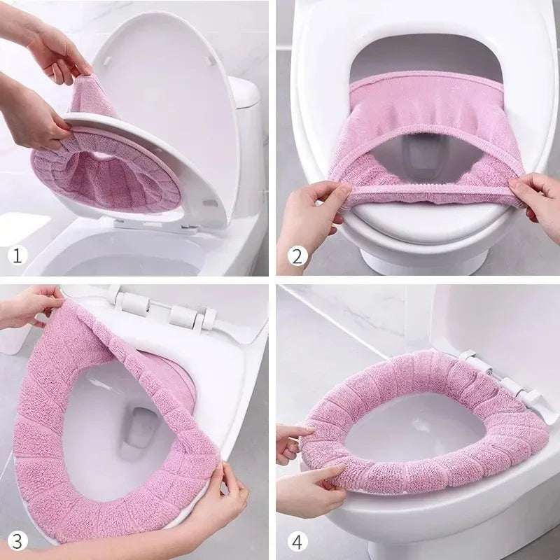 Plush Toilet Seat Cover – Soft Warm Universal Cushion (1/2/4 Pcs) Toilet Seat Cover Babs