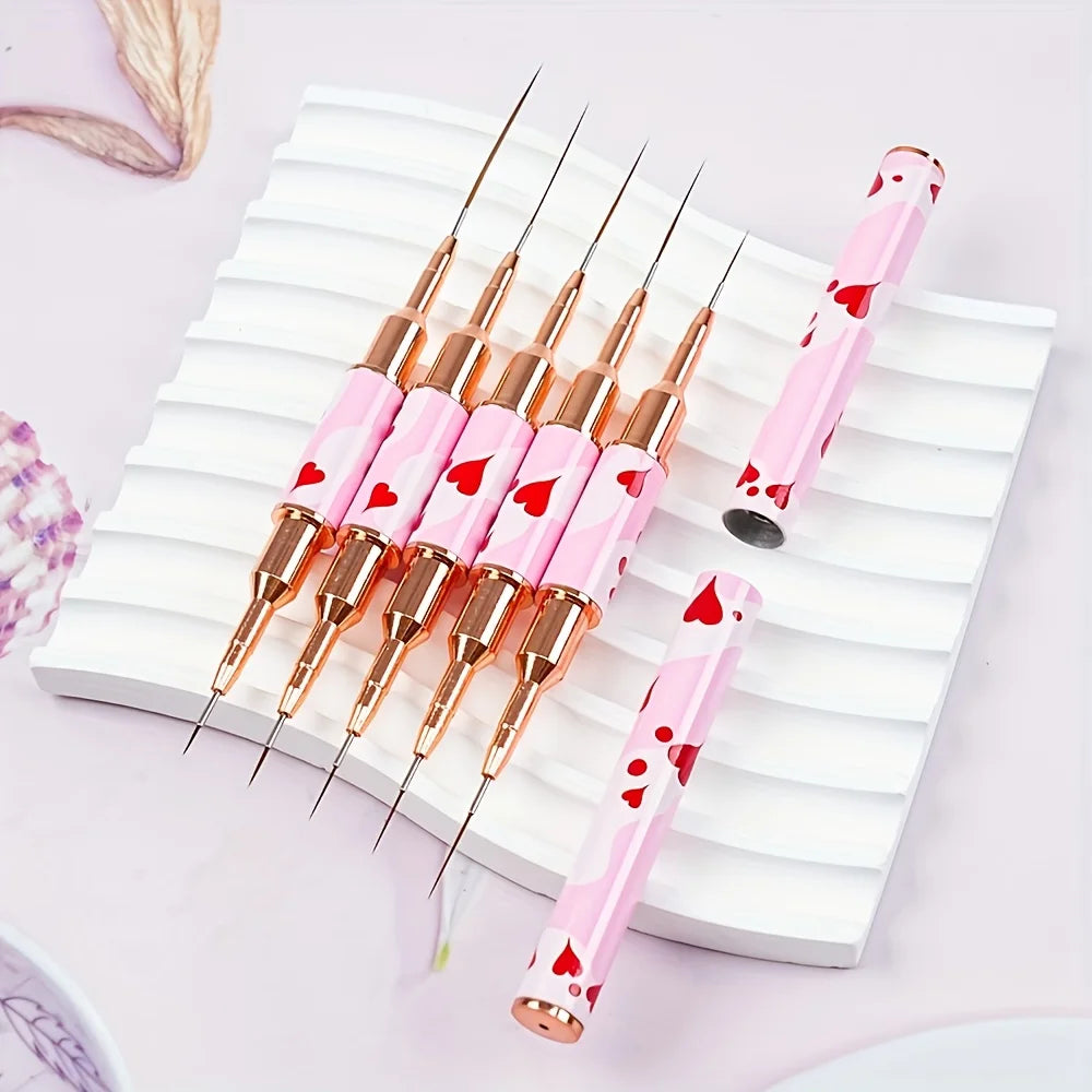 5PCS Double-Ended Nail Art Brush Set – Gel & Line Design Pens Nail Art Brush Set Babs