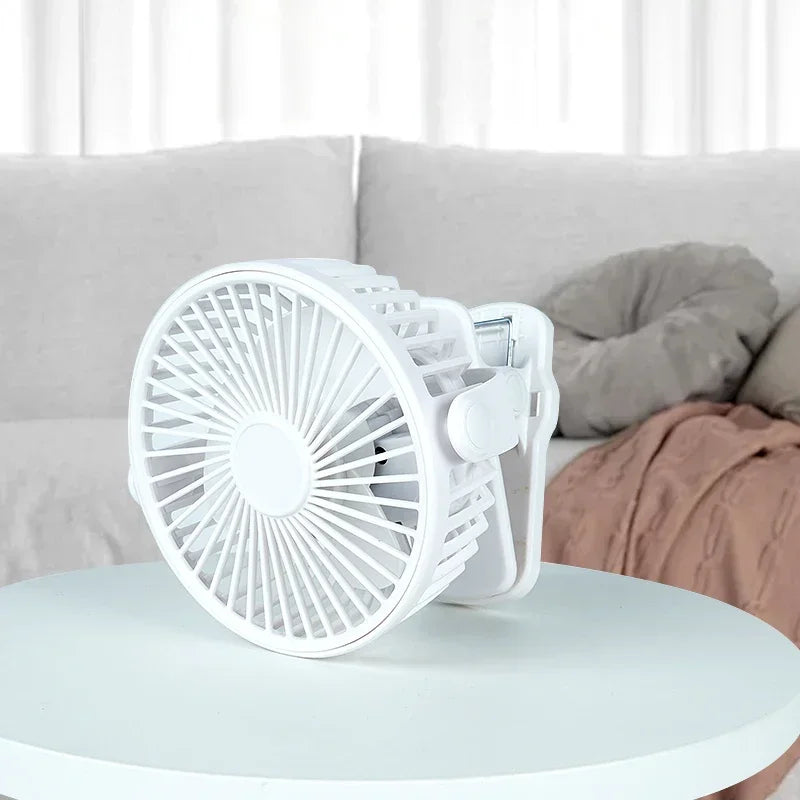 Clip-On Desktop Mini Fan – Quiet 3-Speed, Portable Summer Fan Clip-On Desk Fan Babs
