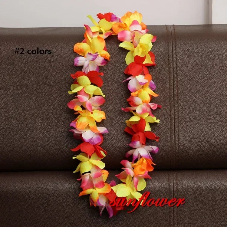 Hawaiian Flower Lei Necklace – Artificial Garland for Luau & Party Flower Lei Necklace Babs colors