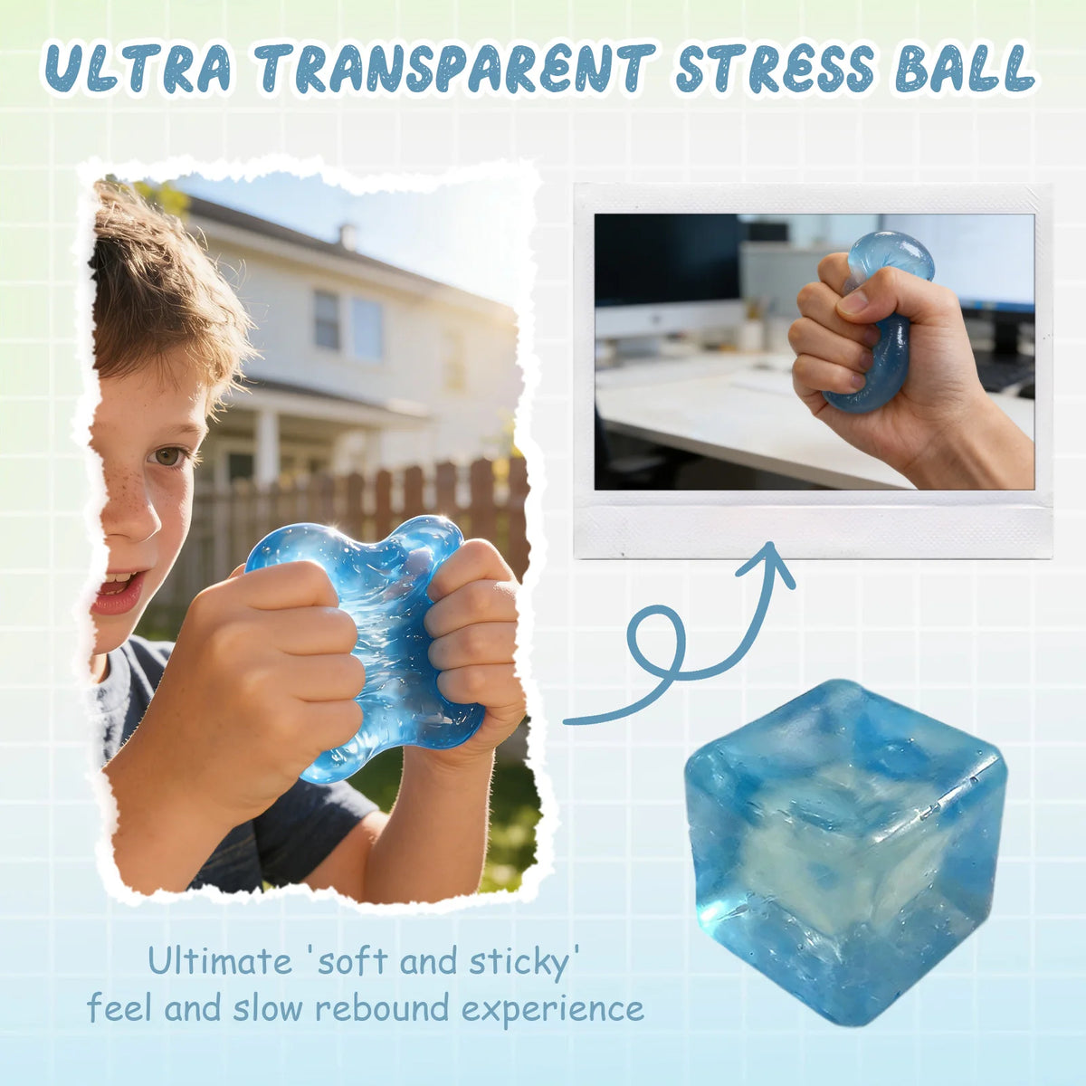 Kids Sensory Squeeze Cube – Slow Rising Fidget Calming Toy Sensory Fidget Toy Babs