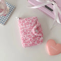 Plush Leopard Snap Card Bag – Mini Coin Wallet & Pouch Mini Snap Card Wallet Babs pink