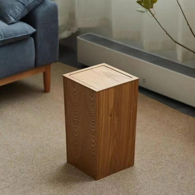 Luxury Solid Wood Flip-Top Trash Can | Large Rectangular Bin Wooden Trash Can Babs