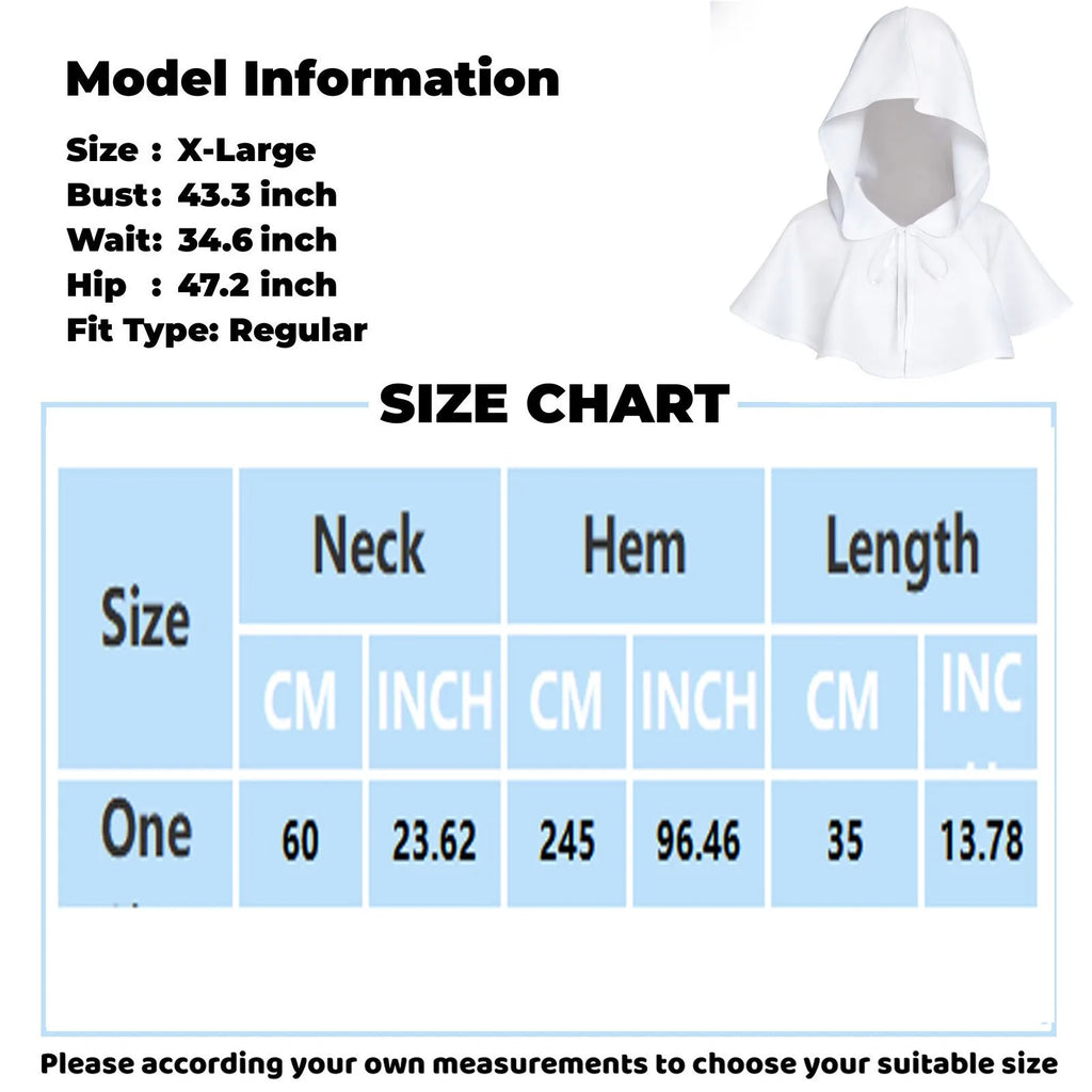 Medieval Hooded Cloak Cape – Halloween Monk Priest Costume Halloween Costume Cape Babs