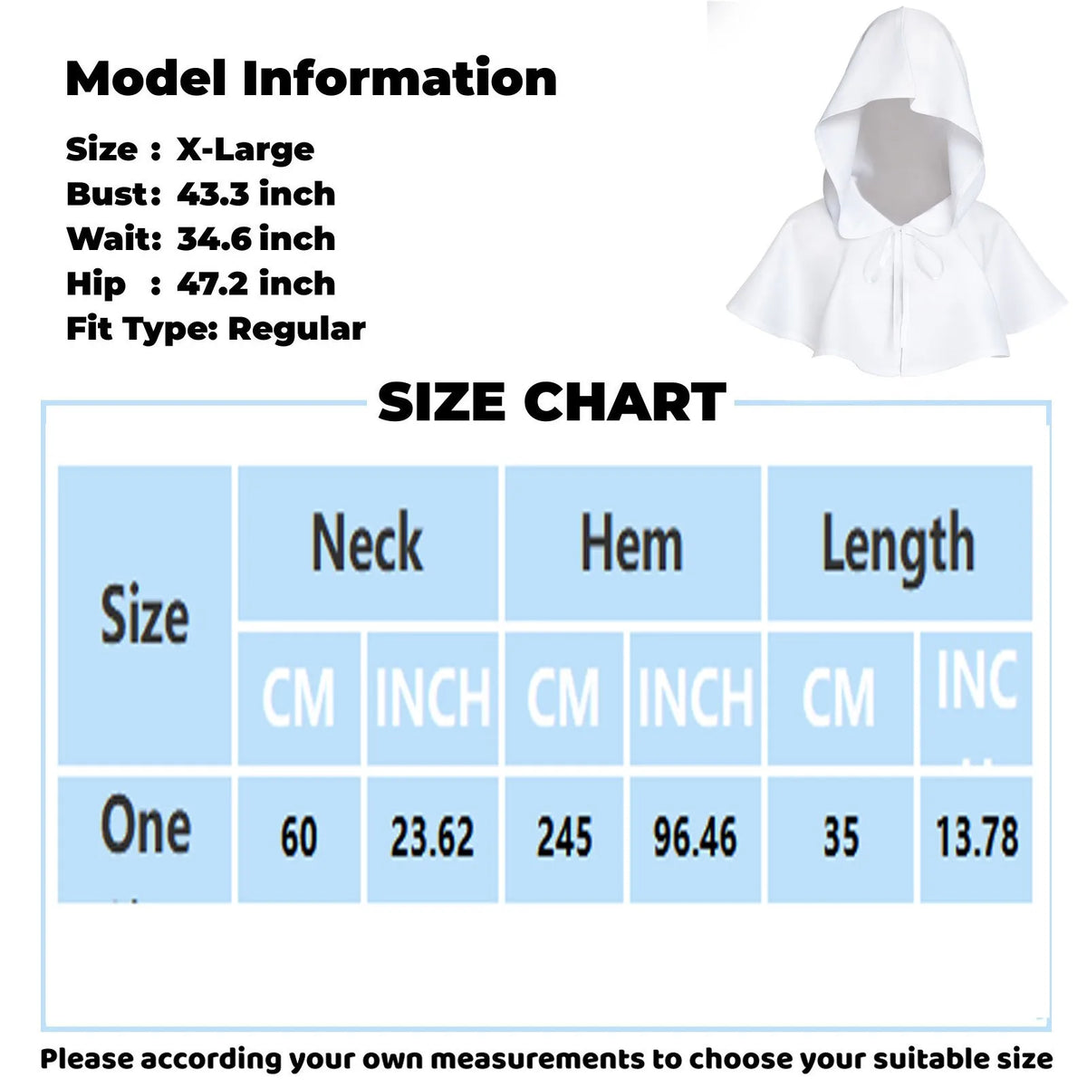 Medieval Hooded Cloak Cape – Halloween Monk Priest Costume Halloween Costume Cape Babs