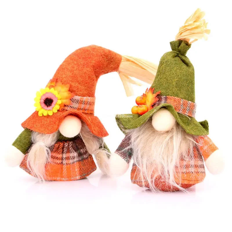 Fall Gnome Plush Figurine – Autumn Pumpkin Thanksgiving Décor Holiday Gnome Figurine Babs