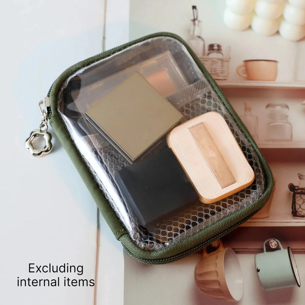 Transparent PVC Cosmetic Pouch – Travel Makeup Organizer Bag Cosmetic Organizer Pouch Babs green