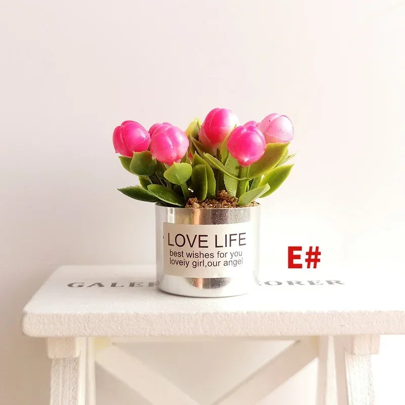 1:12 Mini Potted Plant Dollhouse Miniature Fairy Garden Toy Dollhouse Miniature Babs E