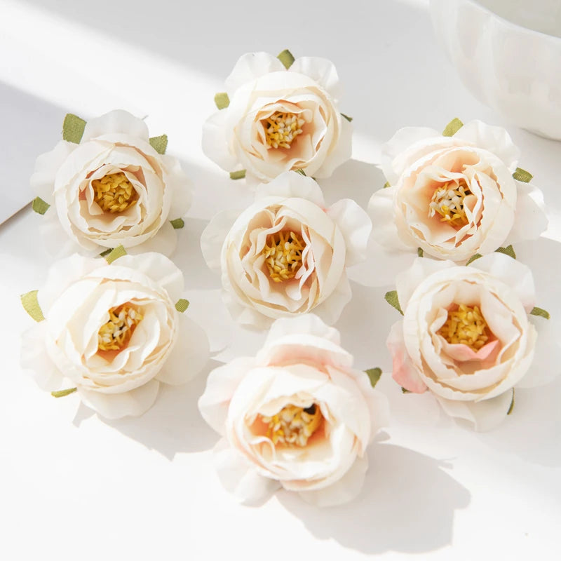 10/20 Pcs Multicolor Silk Rose Artificial Flowers for Wedding & DIY Artificial Silk Flowers Babs Milky White 20 pcs