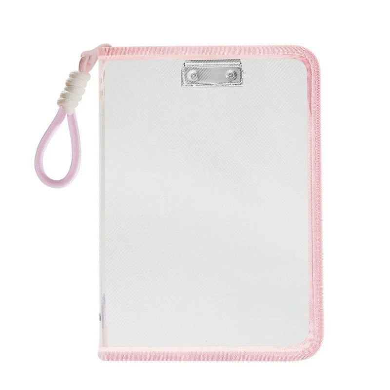 Transparent Zippered Document Bag with Clip – A4 Mesh Pouch Document Storage Bag Babs Pink