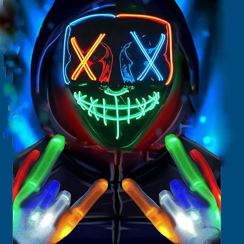 LED Glowing EL Wire Party Mask – Halloween Cosplay Costume LED Costume Mask Babs