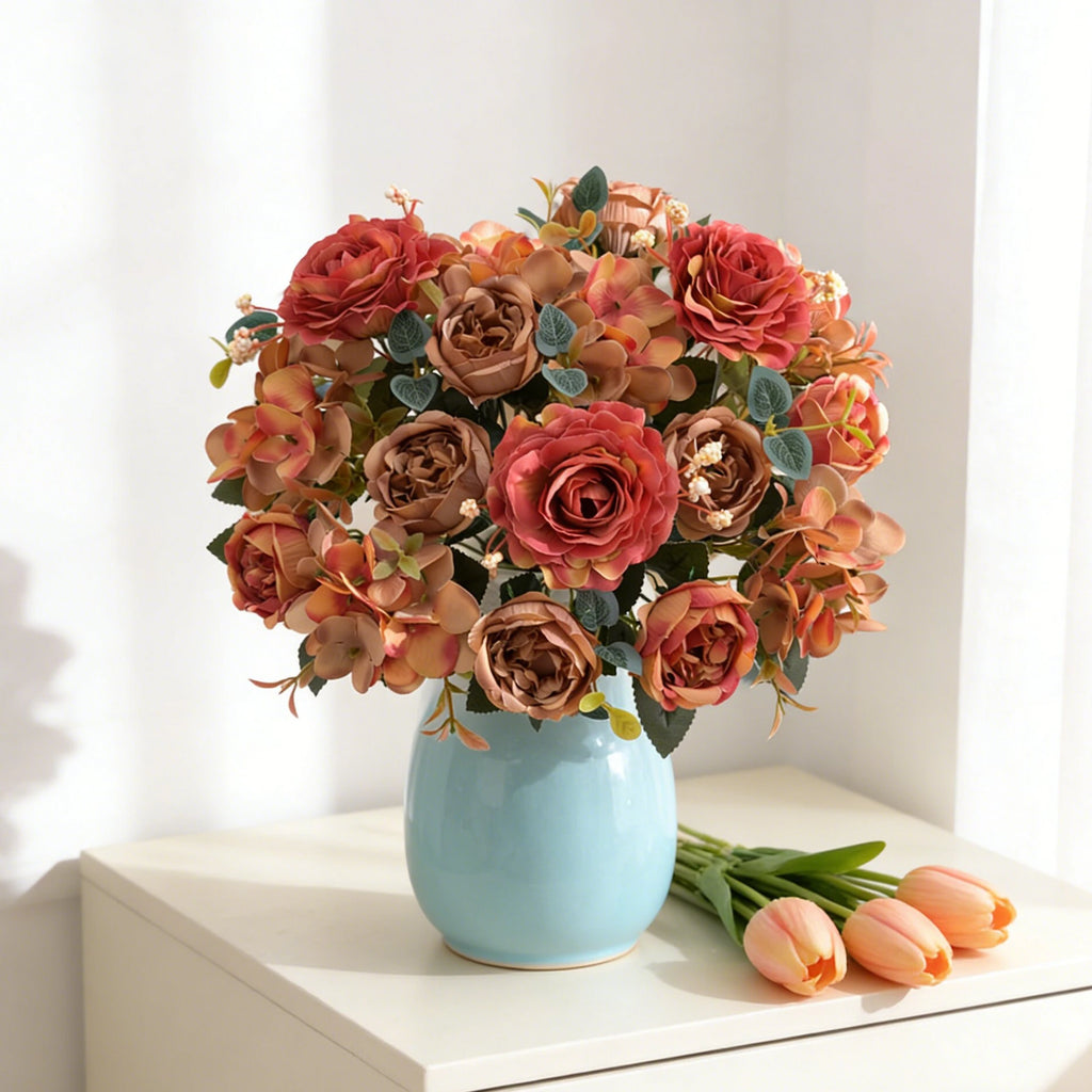 Artificial Silk Rose Peony Bouquet – Wedding & Home Decor Artificial Flower Bouquet Babs