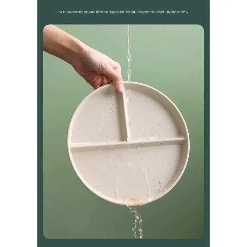 Wheat Straw 3-Compartment Divided Plate | Microwave Safe Divided Dinner Plate Babs