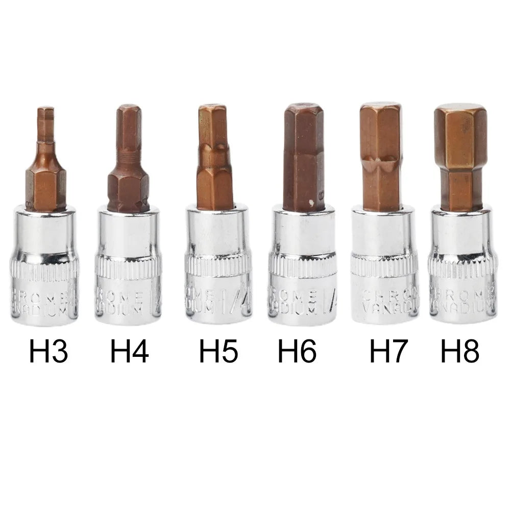 6-Piece 1/4" Hex Screwdriver Bit Set H3-H8 | Chrome Vanadium Steel Screwdriver Bit Set Babs Default Title