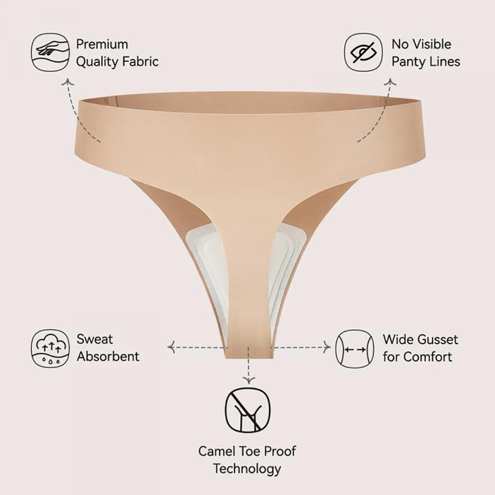 Women's Seamless No-Show Anti Camel Toe Thong Panties Seamless Thong Panties Babs