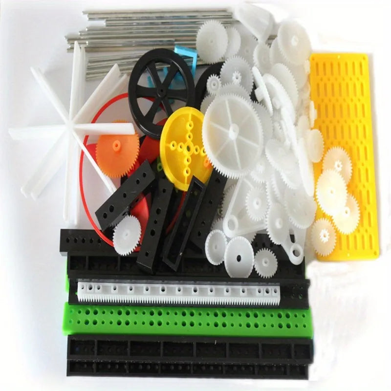 105pcs Plastic Gear Set – Worm, Rack, Pulley & Belt DIY Kit Plastic Gear Set Babs