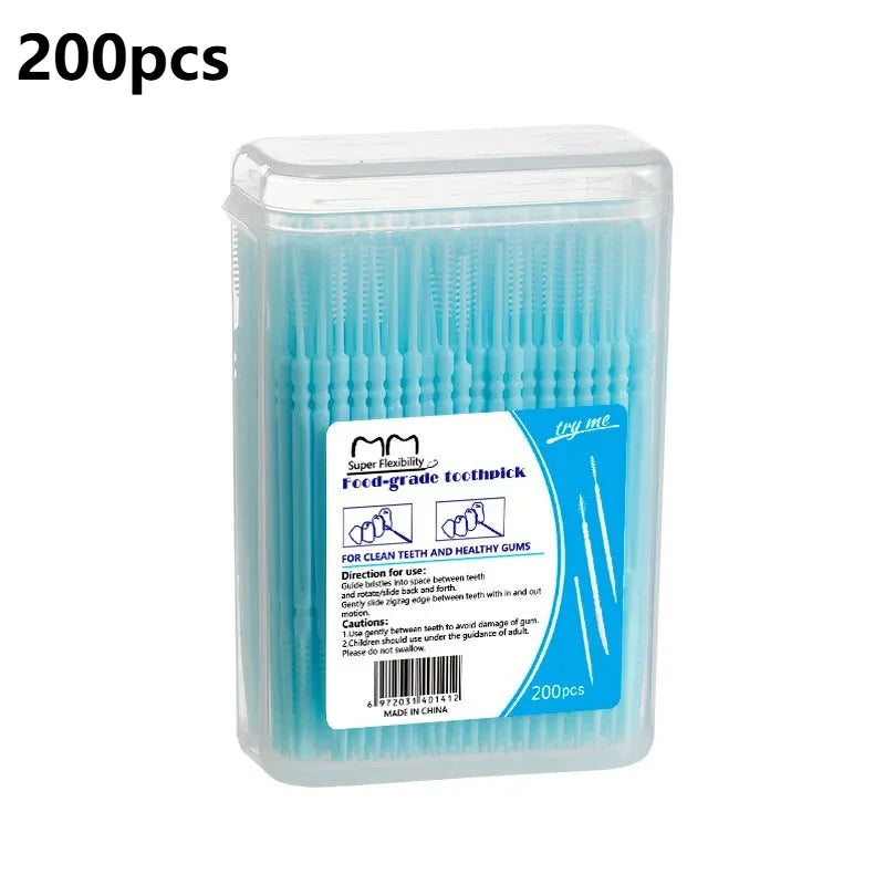 Disposable Interdental Toothpick Brush & Dental Floss Combo Interdental Flosser Pick Babs blue