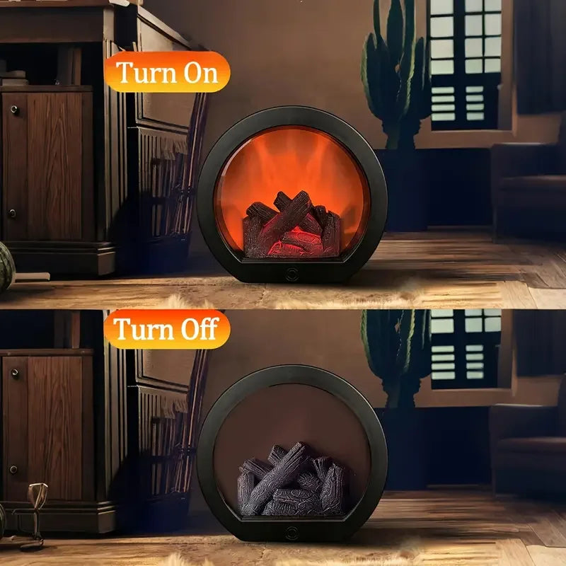 LED Fireplace Lamp Realistic Flame – Battery & USB Tabletop Decor Decorative Flame Lamp Babs