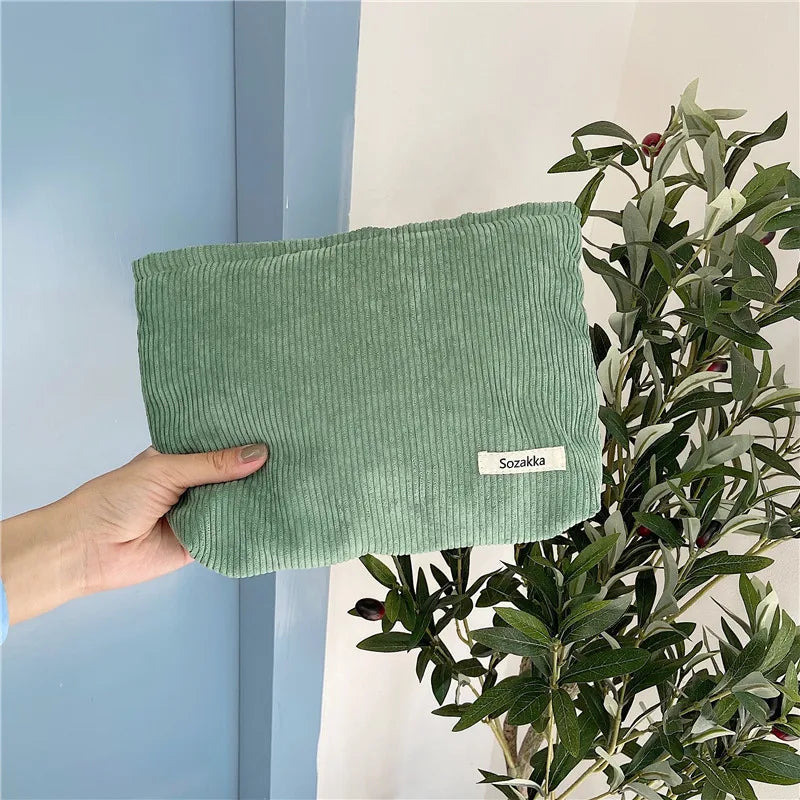 Women's Large Corduroy Makeup Bag – Travel Organizer Pouch Cosmetic Bag Babs G