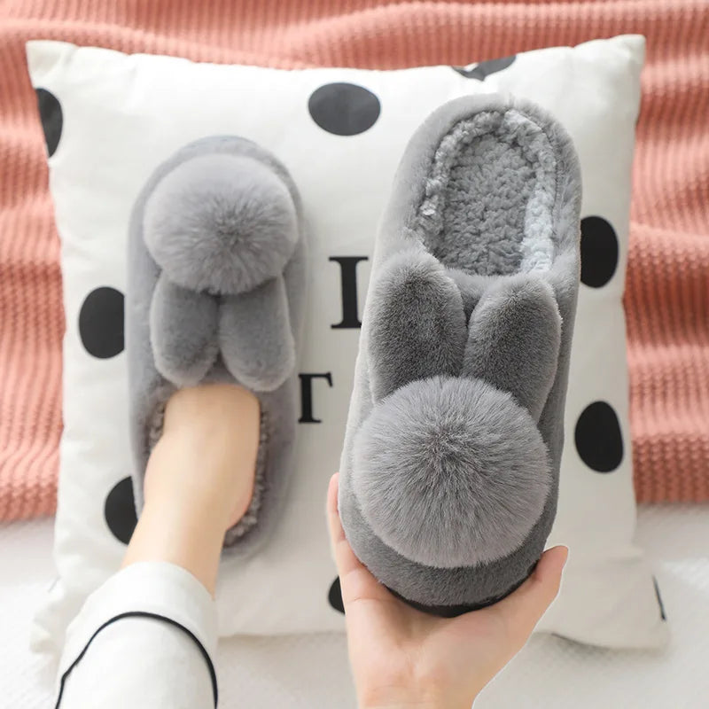 Women's Winter Plush Slippers – Non-Slip Fluffy Cozy House Shoes Plush House Slippers Babs 42-43 GRAY