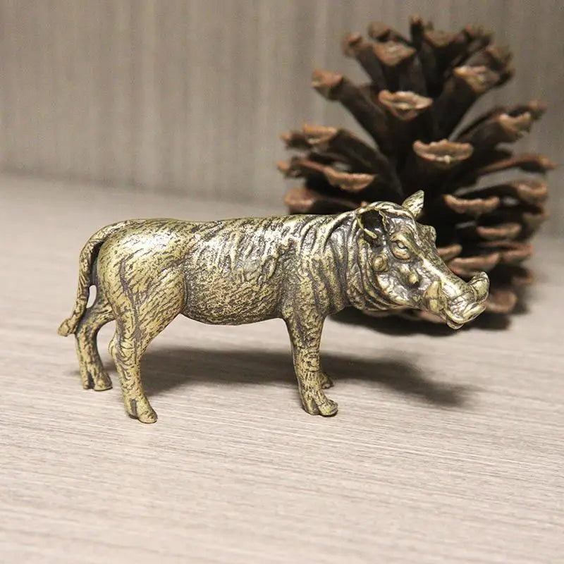 Heavy Brass Wild Boar Statue | Handmade Animal Sculpture Decor Brass Animal Figurine Babs