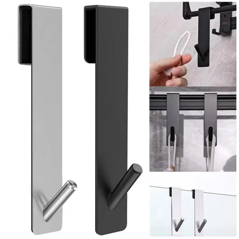 S-Shape Stainless Steel Shower Door Hooks, Drill-Free (1–4 pcs) Robe Hook Babs