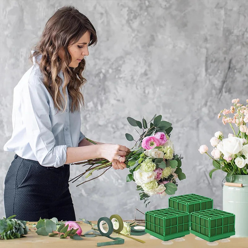 Square Flower Foam Blocks with Suction Cup – 1-4 Pcs Floral Foam Holder Babs