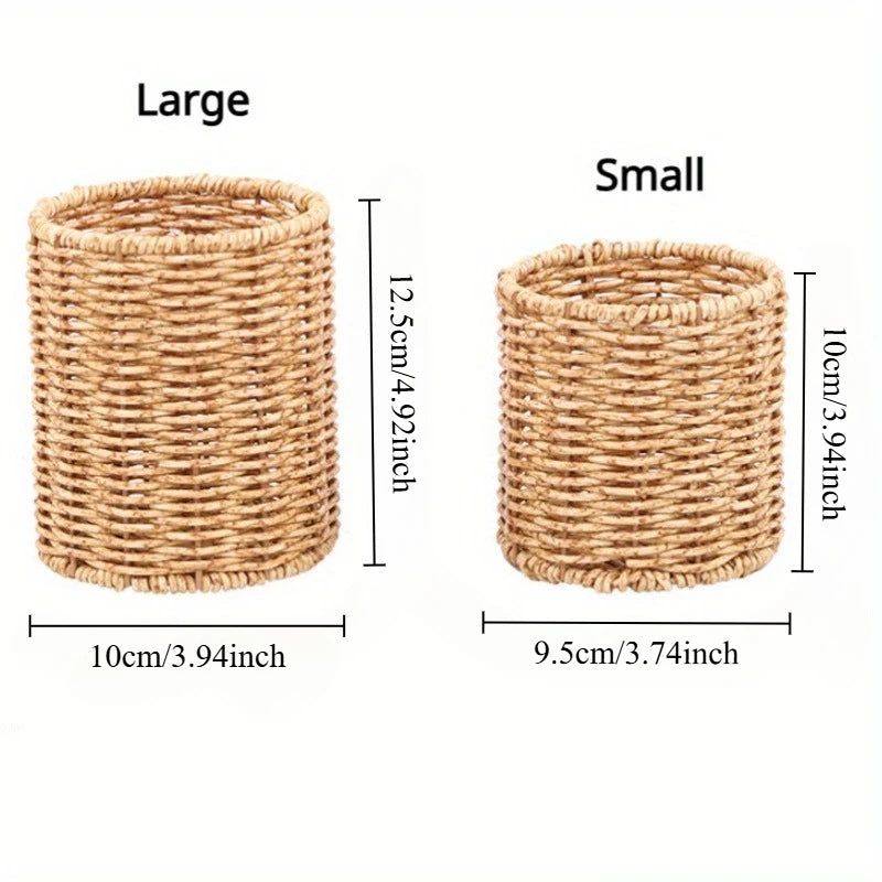 Handmade Vine Woven Round Pen Holder Desktop Organizer Woven Pen Holder Babs