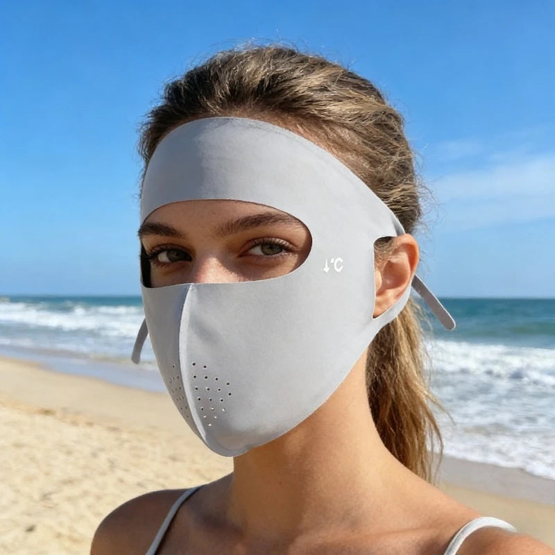 UPF50+ Full Face Sun Mask – Cooling Breathable Facekini UV Face Sun Mask Babs