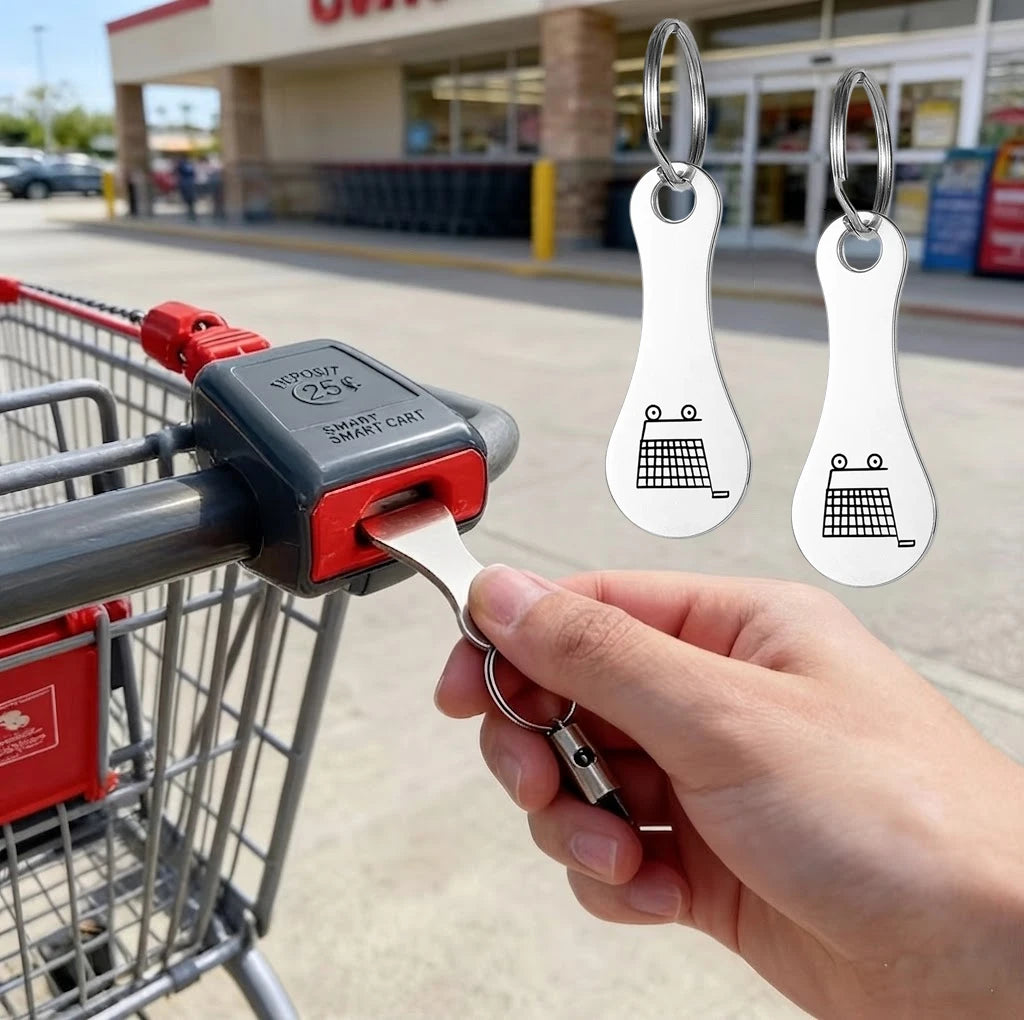 2Pcs Stainless Steel Shopping Cart Token Keychain | Trolley Coin Shopping Cart Token Keychain Babs