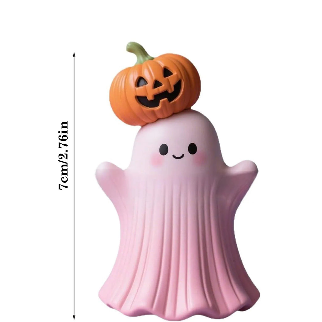 Halloween Pink Pumpkin Ghost Resin Ornament | Cute 3D Decor Halloween Resin Ornament Babs