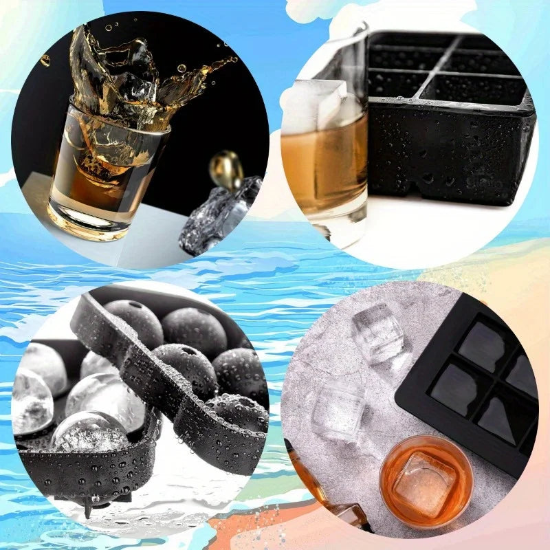 2-Pack Large Silicone Ice Cube Molds – Square & Ball Trays Ice Cube Mold Babs