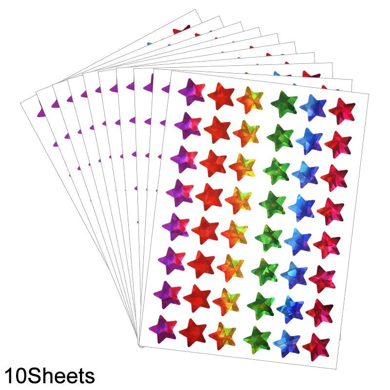 Glitter Star Dot Heart Stickers – Kids Party Favors & Reward Labels Decorative Stickers Babs 10Sheets Star Other