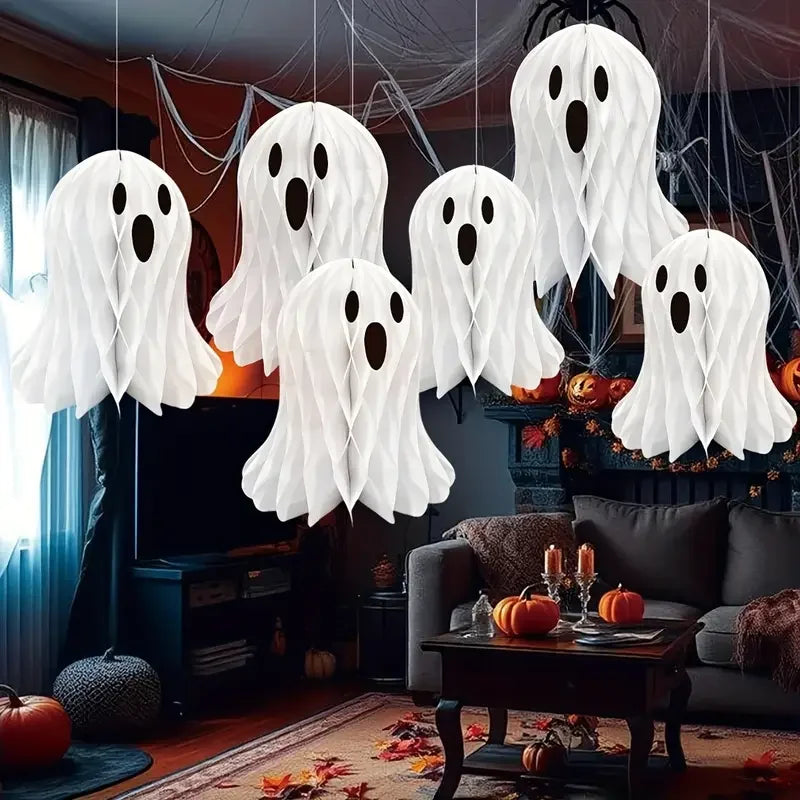 Halloween Honeycomb Ghost Paper Lanterns 3D Hanging Decoration 2pc Halloween Decoration Babs