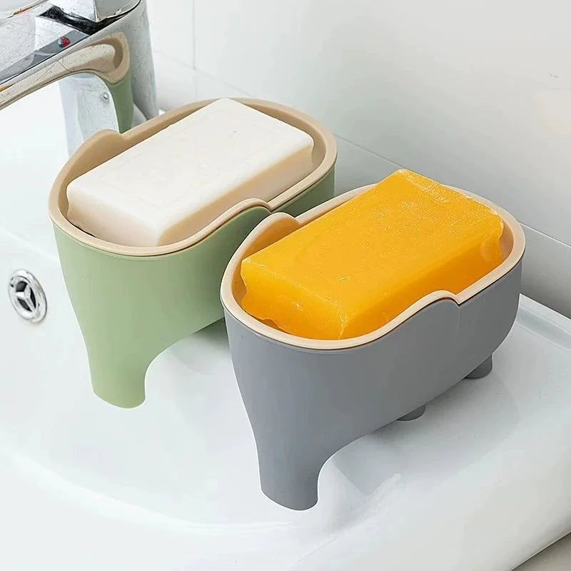 Elephant Double Layer Soap Dish – Cute Bathroom Soap Box Soap Dish Babs
