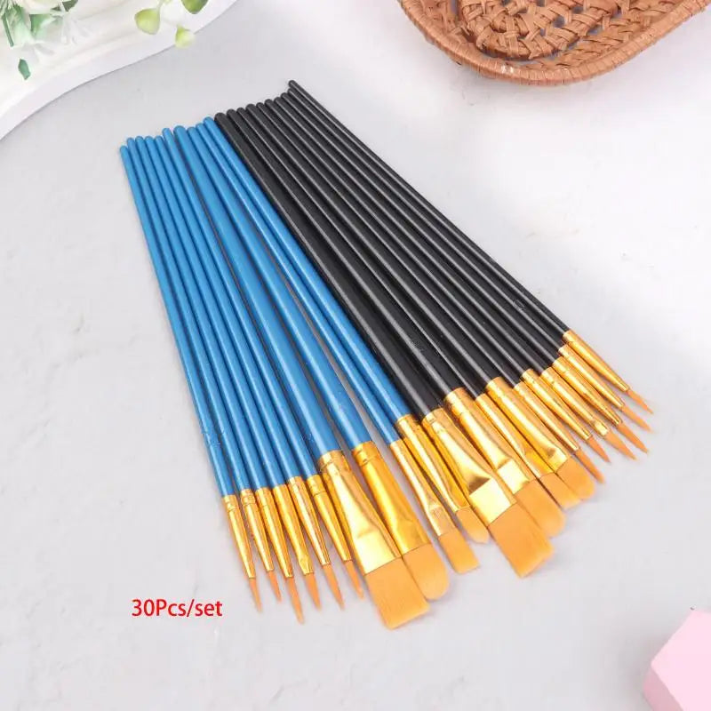 30-Piece Nylon Paint Brush Set – Oil, Acrylic & Watercolor Paint Brush Set Babs