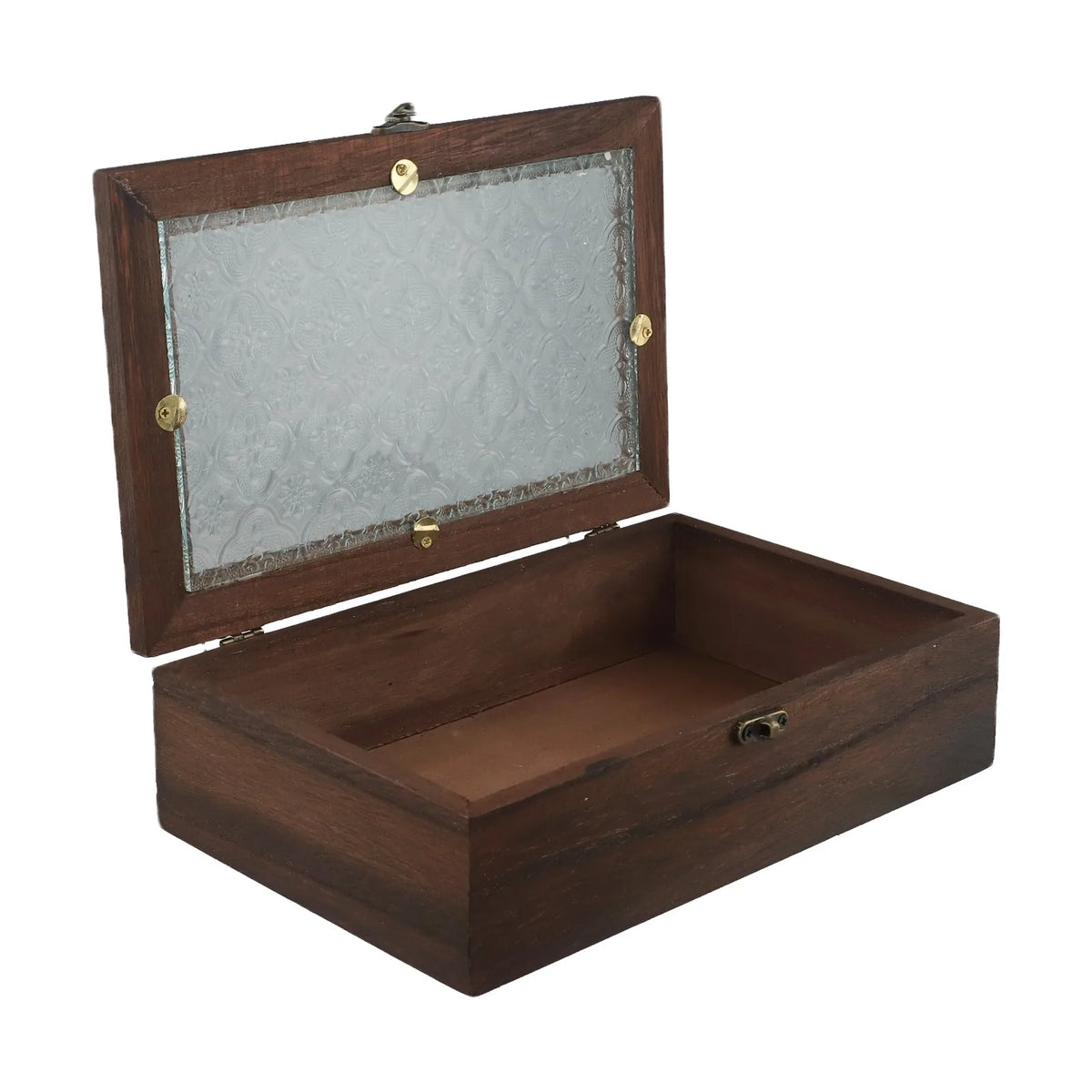Nordic Retro Solid Wood Begonia Flower Glass Hinged Storage Box Decorative Storage Box Babs