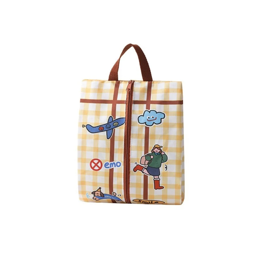 Cute Cartoon Print Travel Storage Bag | Zipper Organizer Travel Storage Bag Babs Yellow-Handbag