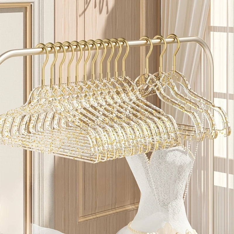 10Pcs Clear Acrylic Clothes Hangers with Gold Hook | Wardrobe Clothes Hangers Babs