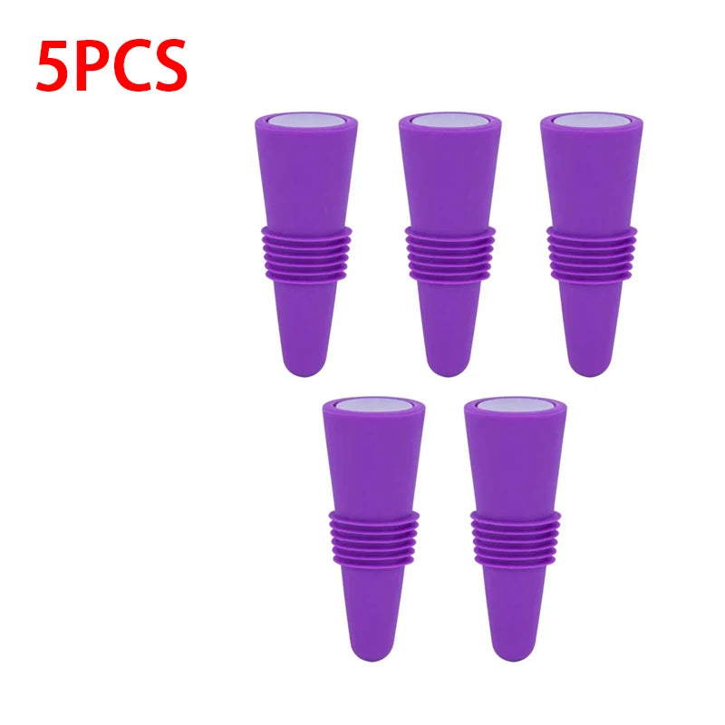 Reusable Silicone Vacuum Wine & Champagne Bottle Stopper Wine Bottle Stopper Babs 5pcs Purple