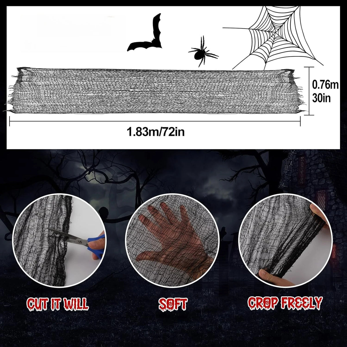 Halloween Spider Web Gauze Netting Haunted House Party Decor Halloween Party Decoration Babs