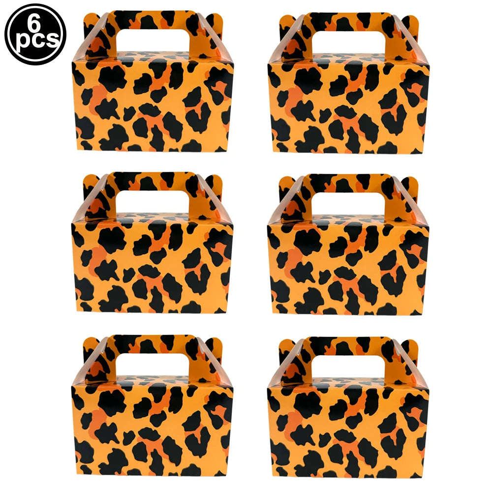 Leopard Print Party Supplies – Banner, Plates, Cups & Napkins Party Tableware Set Babs 6pc gift box