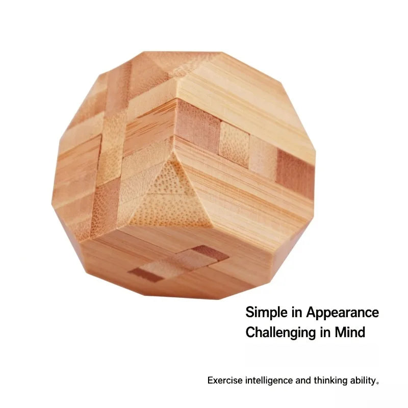 Bamboo Kongming Lock 3D Interlocking Puzzle Brain Teaser Toy 3D Interlocking Puzzle Babs